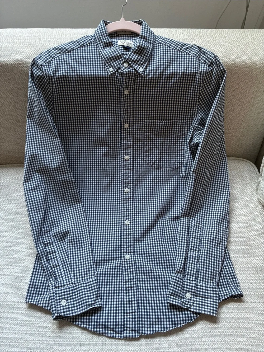 J. Crew Navy & White Gingham Button-Down Shirt